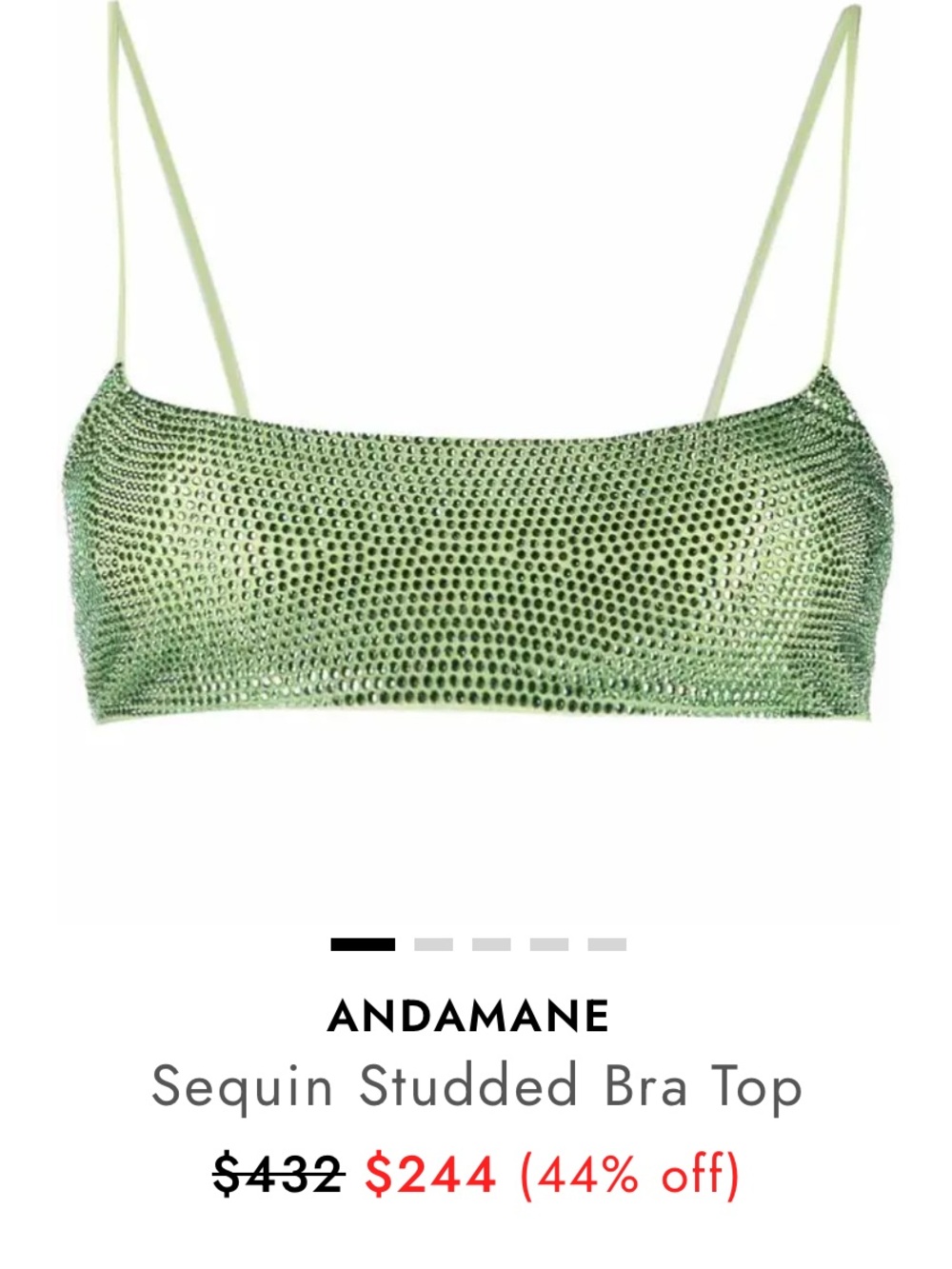 The ANDAMANE Green Sequin Studded Bra Top Size Small